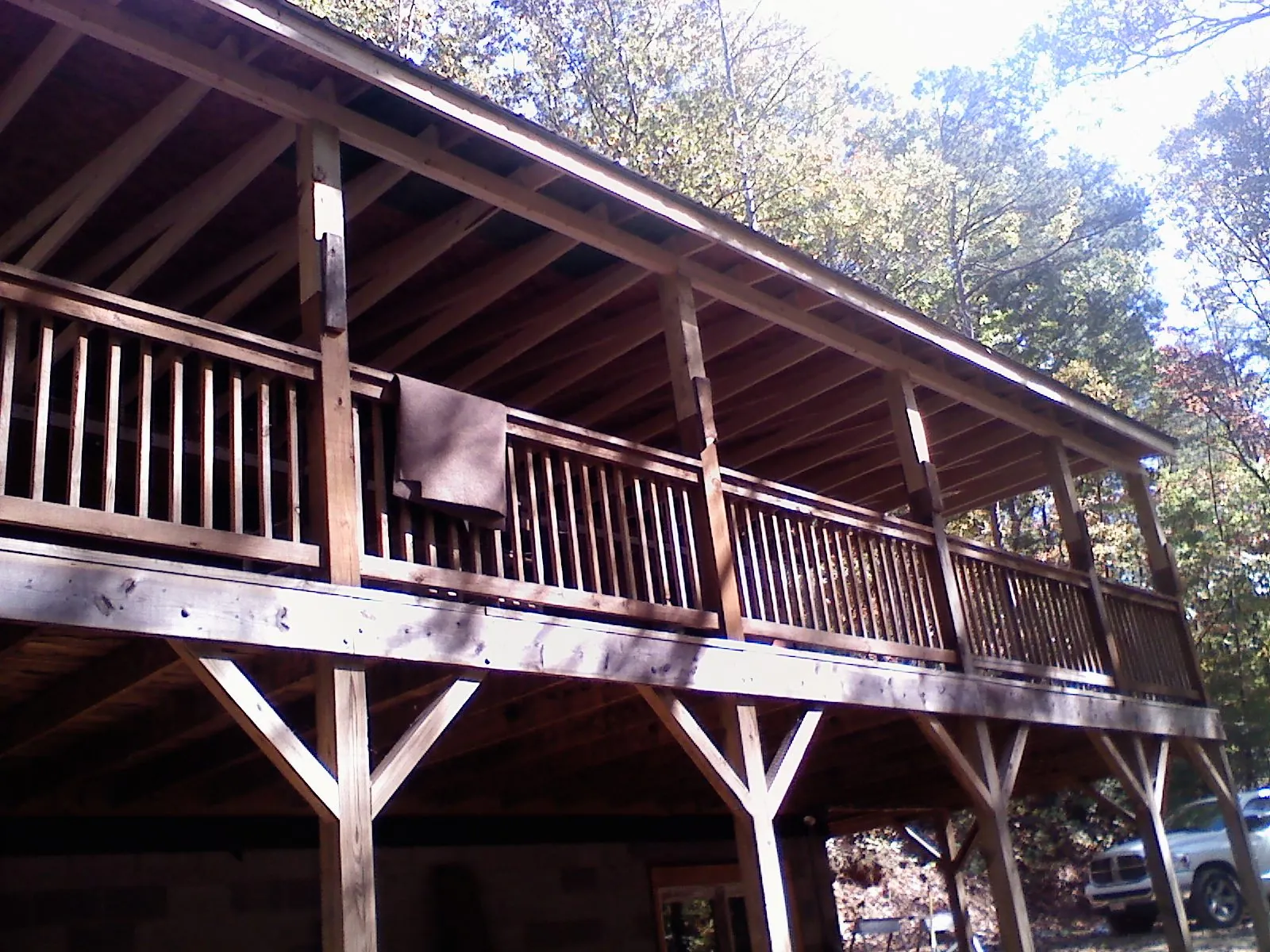 Timber framing under a new elevated porch and deck — Roof Leak Repair in Beltsville by Roofing Brothers